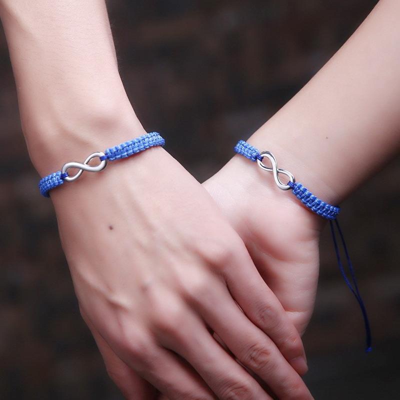 2 Pcs New Retro Infinity Handmade Bracelet Set Friendship Bracelet Set Men Couples Bracelets & Bangles Set Infinity Jewelry