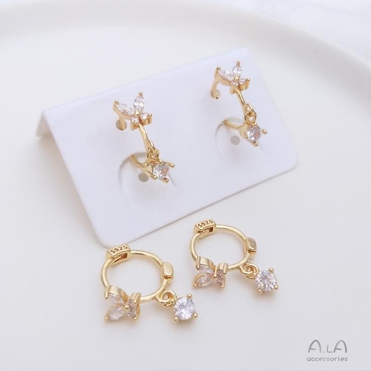 

14K Gold-Filled Butterfly Zircon Ear Cuffs: Stylish S925 Ear Hoops