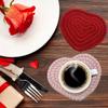 4Pcs Cup Coasters For Drinks Absorbent Woven Coaster Set Farmhouse Cloth Fabric Cup Coasters For Coffee Tea Valentine'S Day Gift