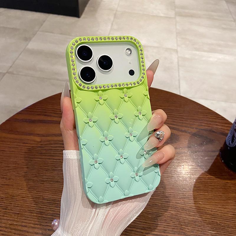 Luxury Glitter Diamond Gradient Color Flower Phone Case for IPhone 16 17 Air 12 13 14 15 Pro Max Shockproof Protection Cover For iPhone 17 Pro