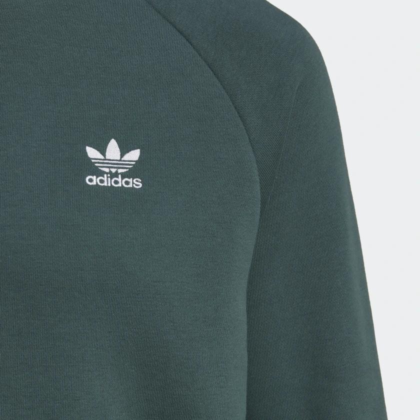 Adidas Originals Trefoil Solid Crew Neck Long Sleeve Logo Print Sweatshirt Men Sweatshirt Green HJ7993