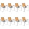 VidaXL Set of 8 Garden Chairs with Cushions, Patio Seats, Dining Chairs, Outdoor Patio Furniture, 3078615