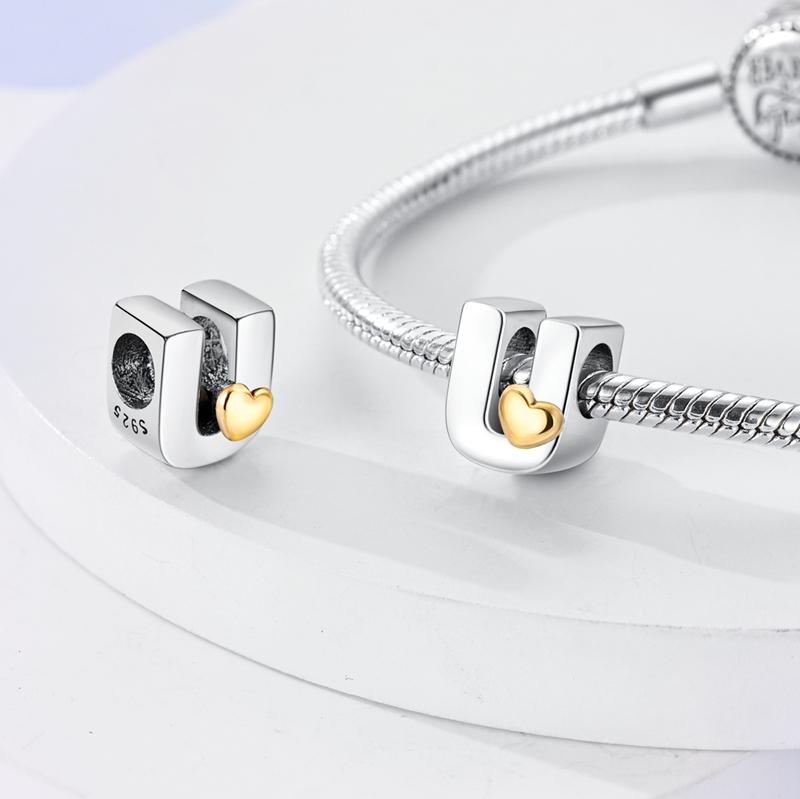 Fit Original Bangle Bracelet Diy A-Z Alphabet Charms Bead Copper Love Letter Dangle Pendant Jewelry Gift