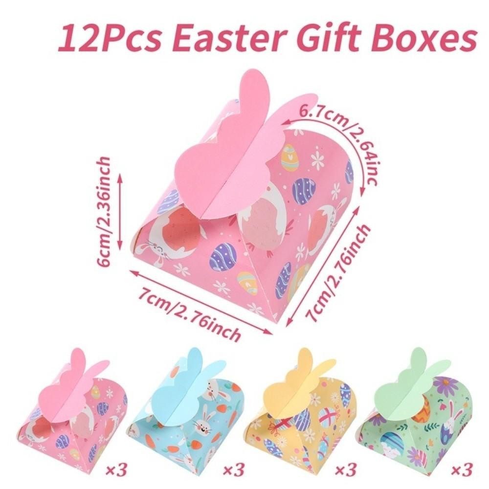 12 Pieces Cute Easter Paper Candy Box Empty Thickened Bunny Eggs Party Box Large Capacity Unique Gift Packaging Box Birthday