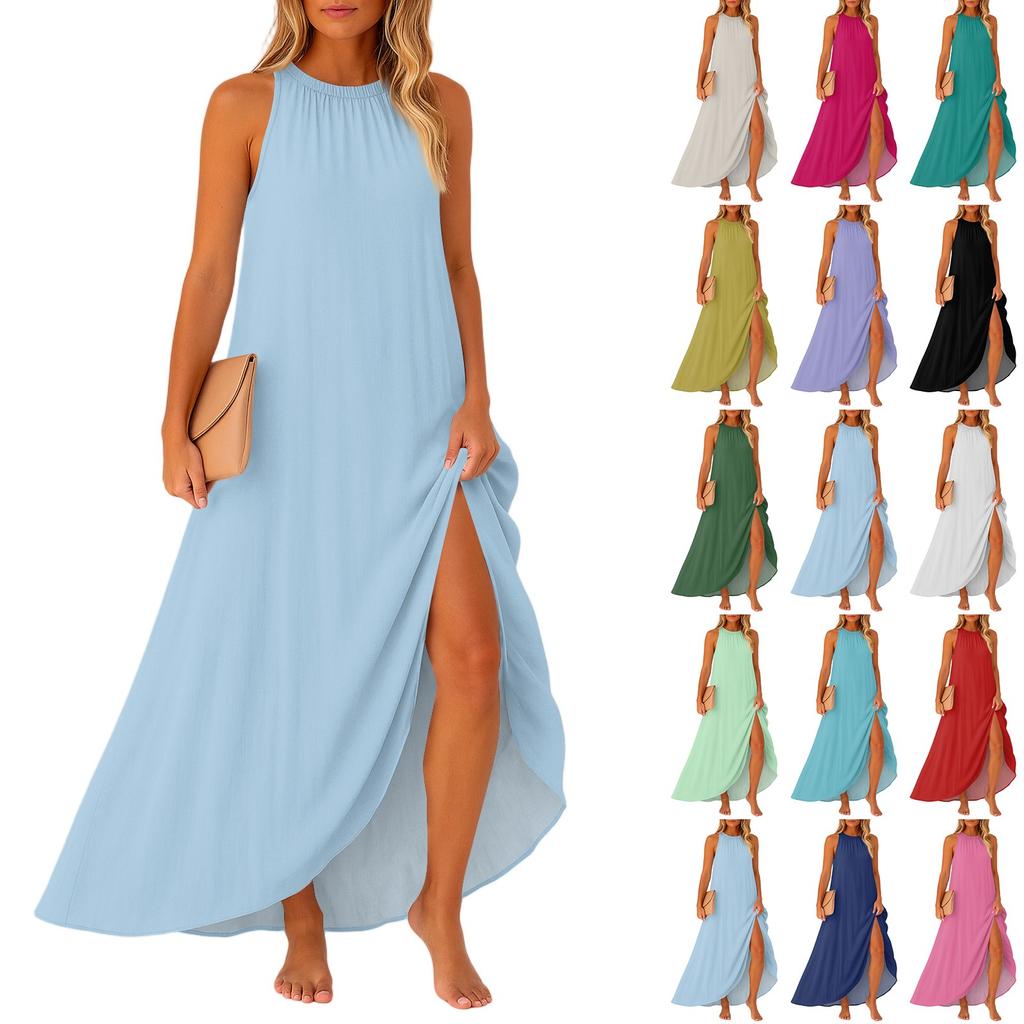 Women's Casual And Fashionable Round-neck  Sleeveless  Mid Length Dress