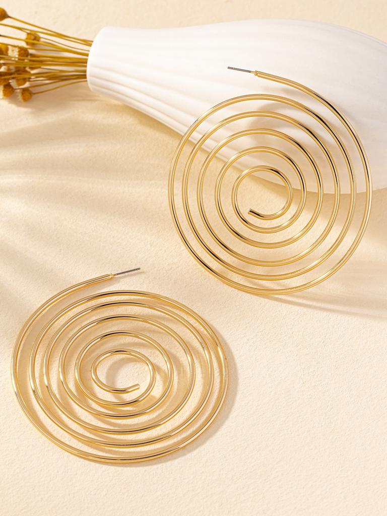 Mosquito Coil Plate Earrings, Women'S Retro Style, Geometric Fashion, Exaggerated Face, Thin Earrings