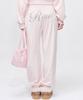 RAWMANTICS Smooth Velvet Cubic Logo Jogger Pants Pink