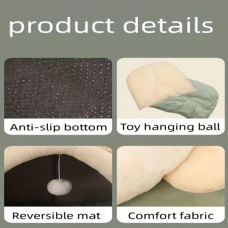 Miękki Pluszowy Domek dla Kota z Poduszką, Klasyczny Kondominium dla Kota, Oddychający Koszyk na Legowisko dla Małych, Średnich, Dużych Kotów, Przytulna Kocia Jaskinia na Każdą Porę Roku