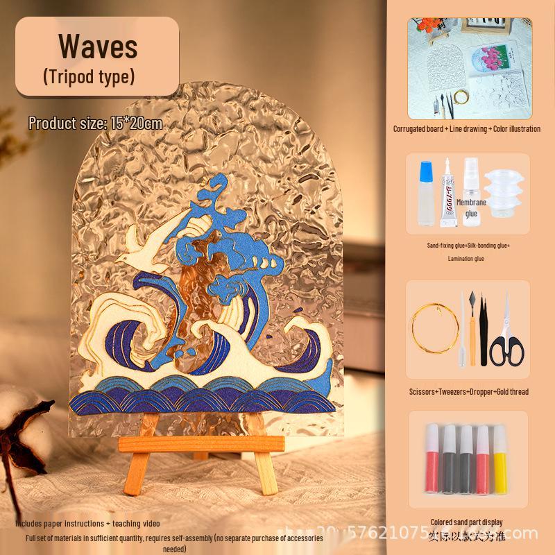 Cloisonné Enamel Night Light DIY Kit: Jingtai Blue Handmade Glass Painting for Desktop Display