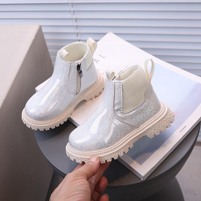 New Arrival Kids Fashion British Ankle Boots Boys Side Zipper Stylish Martin Boots Girls Soft Dress Boots 21 бежевый