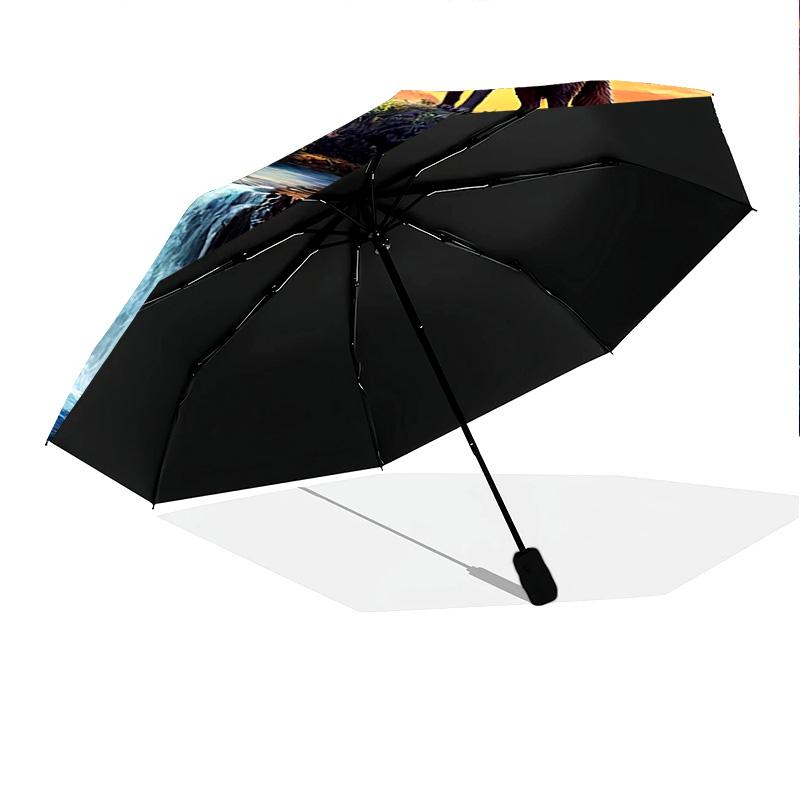 1 PC Automatic Folding Umbrella - Moonlit Wolf and Eagle Pattern, Portable & Foldable Design with 8 Ribs, Christmas Birthday Gifts