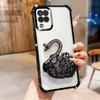 KEYSION Shockproof Plating Phone Case for Samsung A12 A22 4G Clear Soft TPU Glitter Jewelled Swan kickstand Back Cover for Galaxy M12