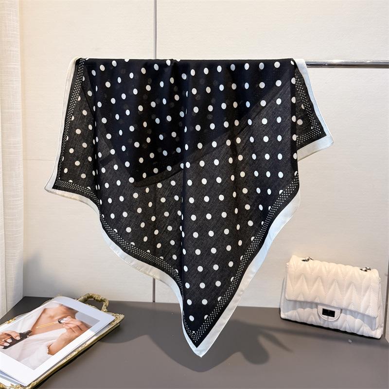 

70*70cm Luxury Polka Dot Square Scarf For Women Soft Stain Neck Scarf Shawl Warp Elegant Neckerchief Bandanas Print Hijab