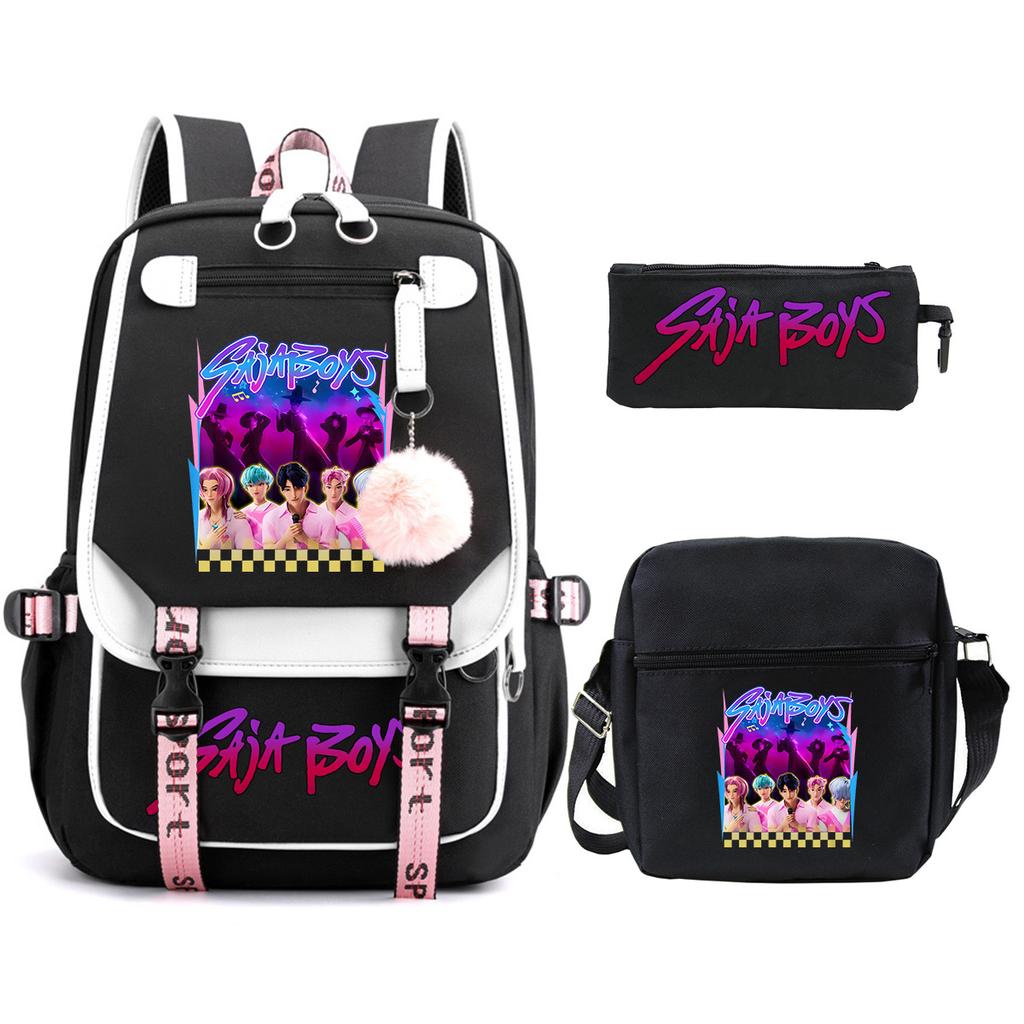 K-Pop Anime Cartoon Portable Shoulder Backpack Student Leisure School Bag Three-Piece Set