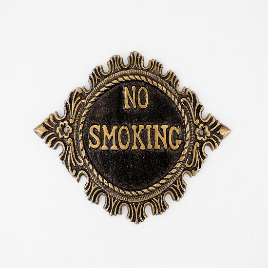 Luxury Handcrafted No Smoking Sign Plate Solid Brass Engraved Plaque Elegant Home Office Decor