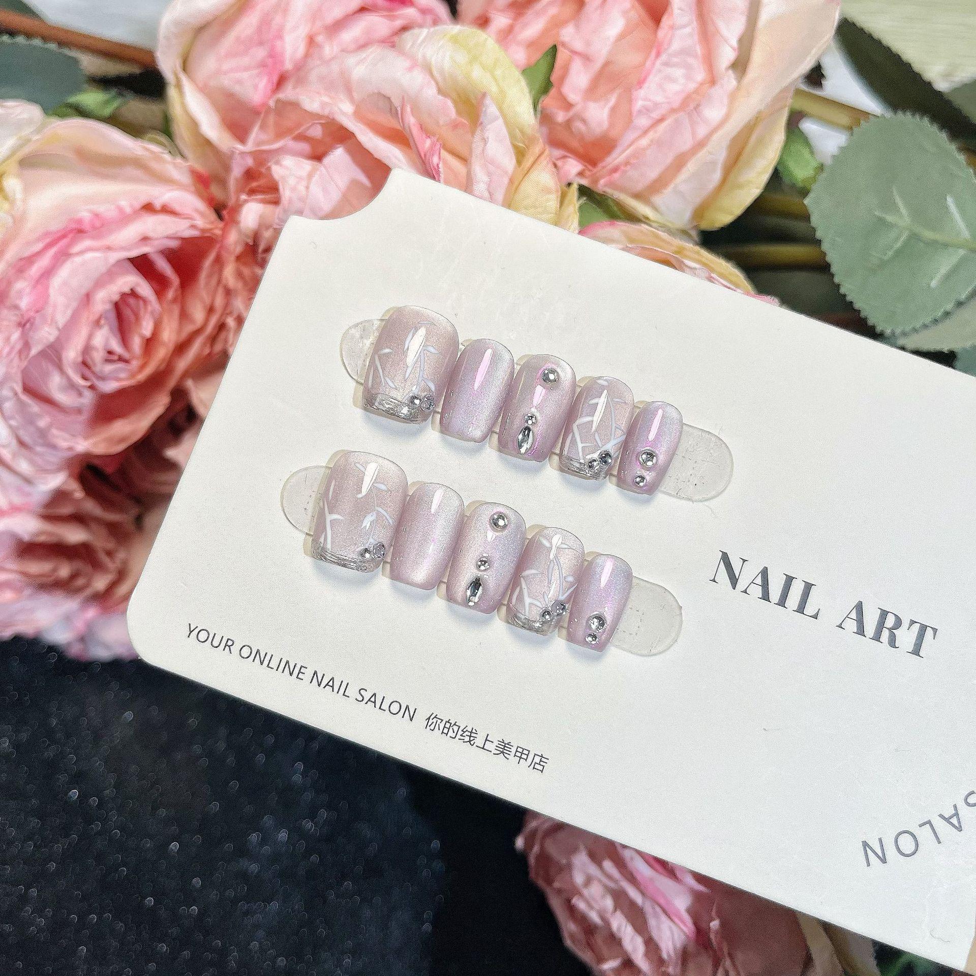 

Фиолетовый Шарм Кошачий Глаз Миндаль Съемные Ногти Large