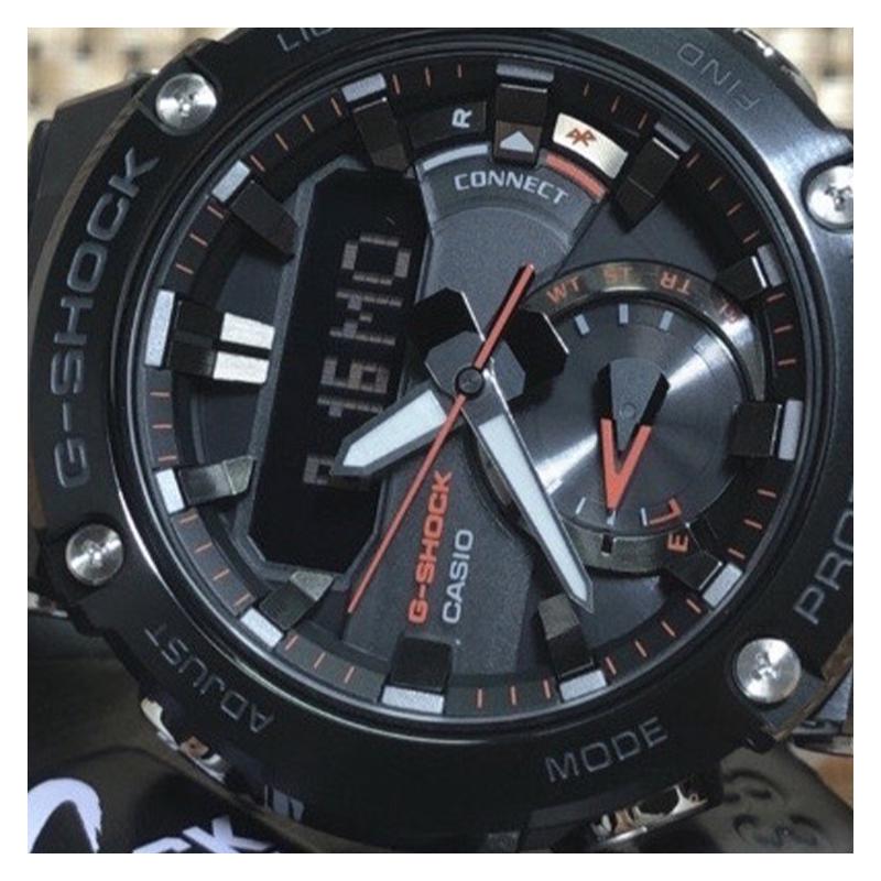 Casio G-STEEL Series-Disc Dual Display Sports Watch Fashionable and Simple Solar Quartz Movement Resin Strap Japanese and Korean Watch GST-B200B-1AER