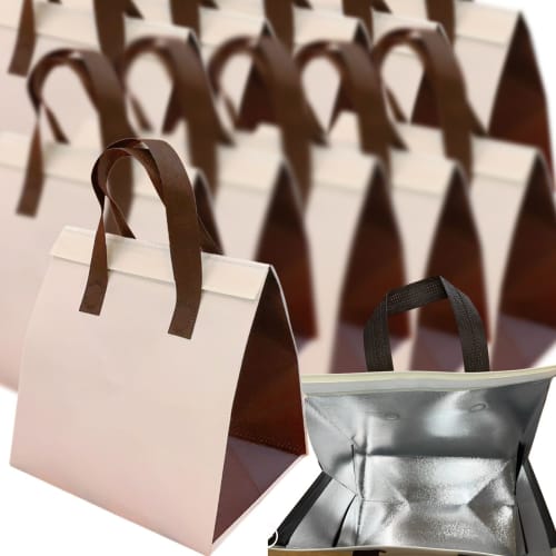 Oiwells Aluminum Cooler Bags, Disposable, Commercial-Grade, Brown, 50 Bags