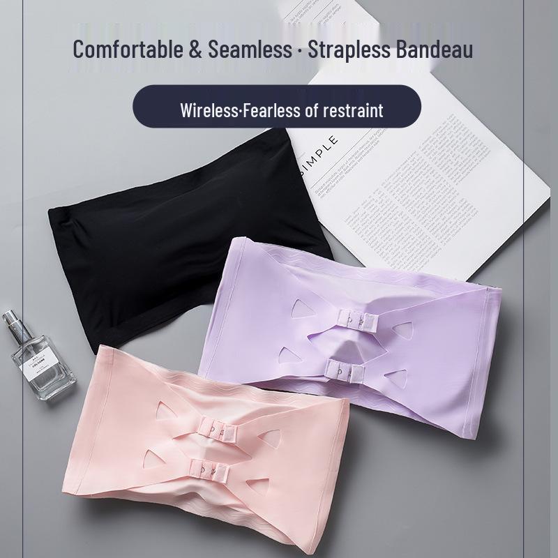 Top-Selling Strapless Anti-Slip Ice Silk Seamless Backless Bra with Chest Pads