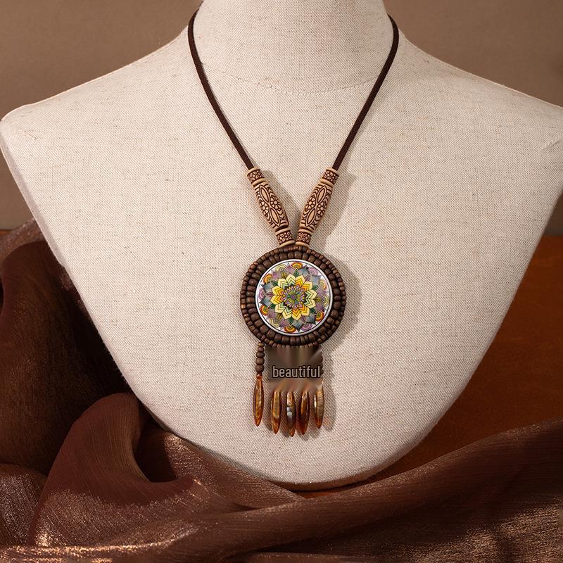 Bohemian Retro Ethnic Tassel Necklace - Unisex Long Pendant Chain Charm