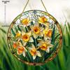 2D Flat Acrylic Garden Round Wall Hanging Decoration Sign, Daffodil Spring Sun Catcher, Nurseries, Vintage Home Decor Wall for Bar Kitchen