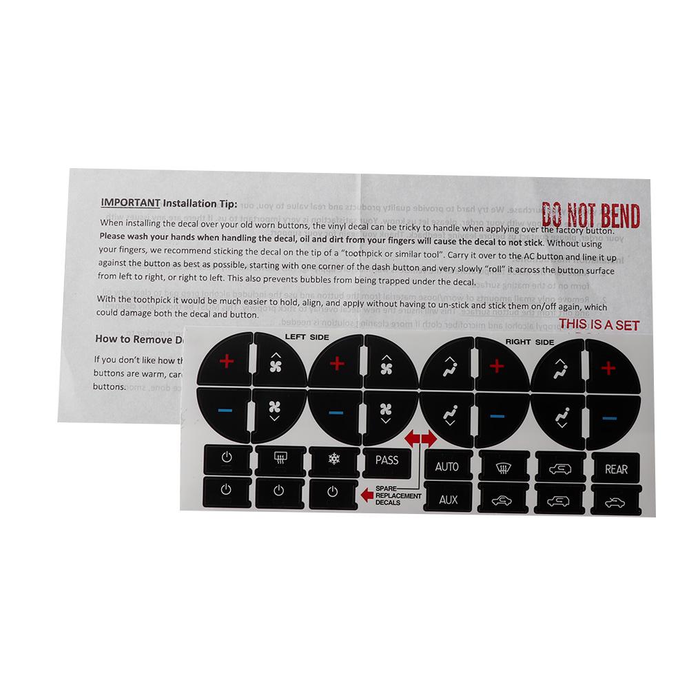 1 Stück AC-Armaturenbrett-Tasten-Reparaturaufkleber für GMC GMC-Fahrzeuge – Reparieren Sie ruinierte, verblasste A/C-Center-Bedienelemente