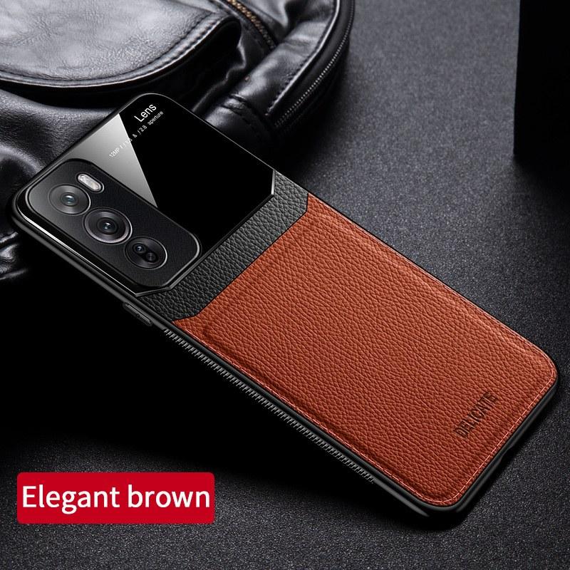 Leather Texture Soft Frame Protection Phone Case for Oppo Reno 13 12 11 10 Pro Camera Protective Shockproof Back Cover
