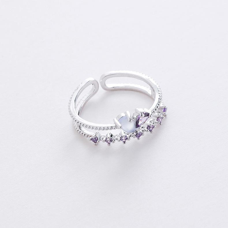 A variety of micro-set crystal zircon ring sweet and elegant ring popular jewelry