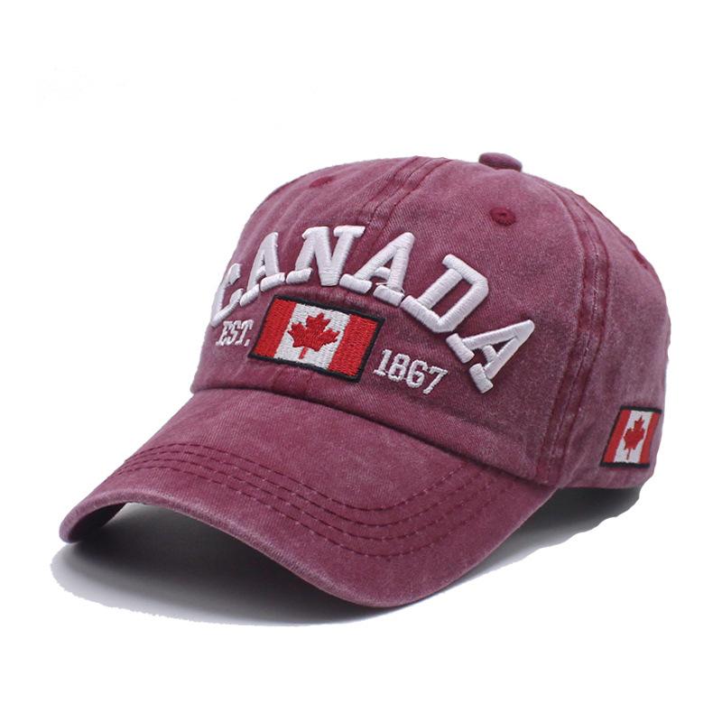 CANADA alphabet baseball cap washed cotton made old cowboy cap Canadian flag hat