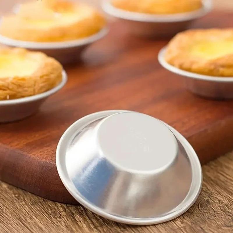 10/25/50pcs Reusable Egg Tart Molds Aluminum Alloy Baking Accessories Pudding Mould Mooncake Mold Kitchen Oven Dessert Mould
