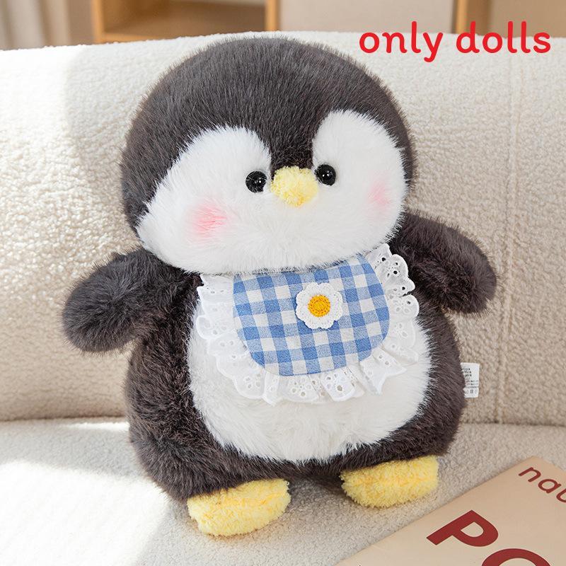 Penguin Doll Plush With Checkered Scarf Decoration For Kids Play Gift And