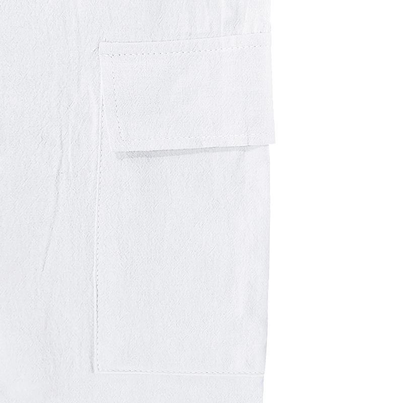 Men's American Style Multi-Pocket Cargo Shorts, Casual Loose Linen Drawstring Shorts