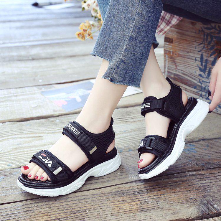 Summer new sandals women's Korean version of fashion casual female student muffin bottom slope heel Velcro platform beach shoes women
