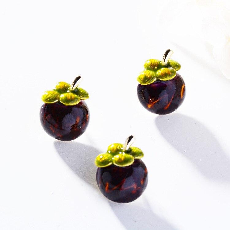 Blucome Cute Cartoon Anime Mangosteen Shape Enamel Brooches for Women Men Suit Scarf Hijiab Pins