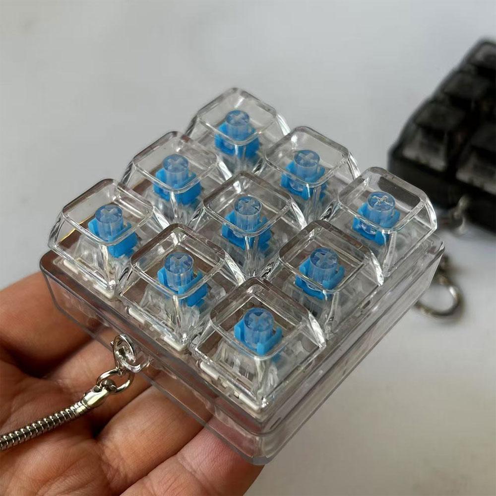 9 Toetsen LED Toetsenbord Fidget Sleutelhanger Klikker Knop Stressverlichtend Speelgoed voor Volwassenen Kantoor Angst Vinger Oefening Sensorische Toetskap