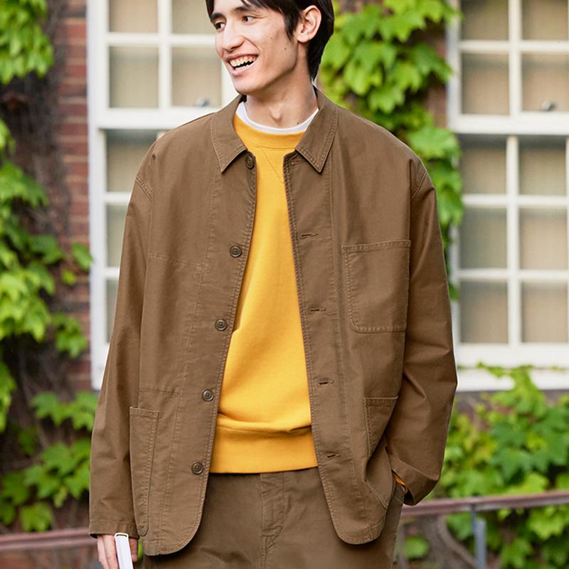 UNIQLO Solid Color Minimalist Pocket Decorated Lapel Jacket Unisex jackets Camel 453227-34
