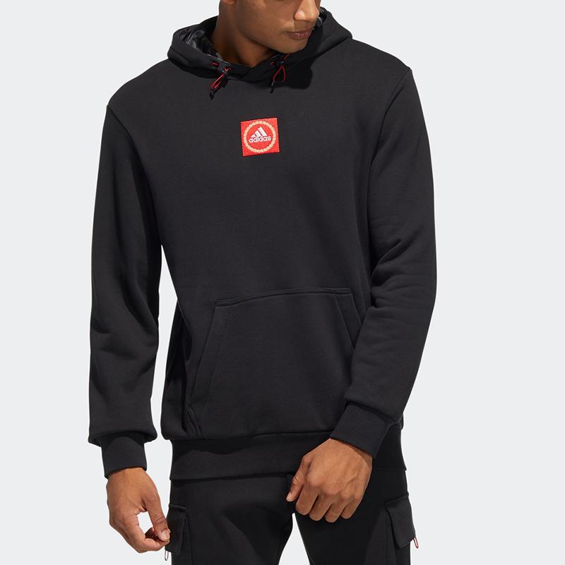 Adidas Cny Gfx Tiger Year Limited Embroidery Pattern Sport Hoodie Men Tops Black HC0273