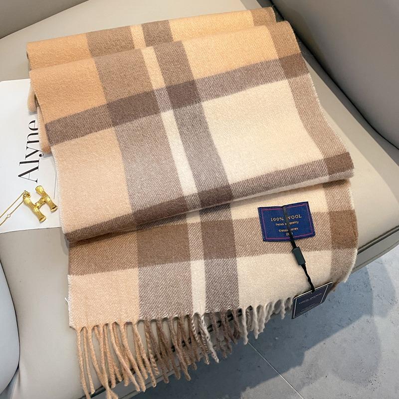 British plaid pure wool scarf men and women winter girls couple British plaid warm scarf gift