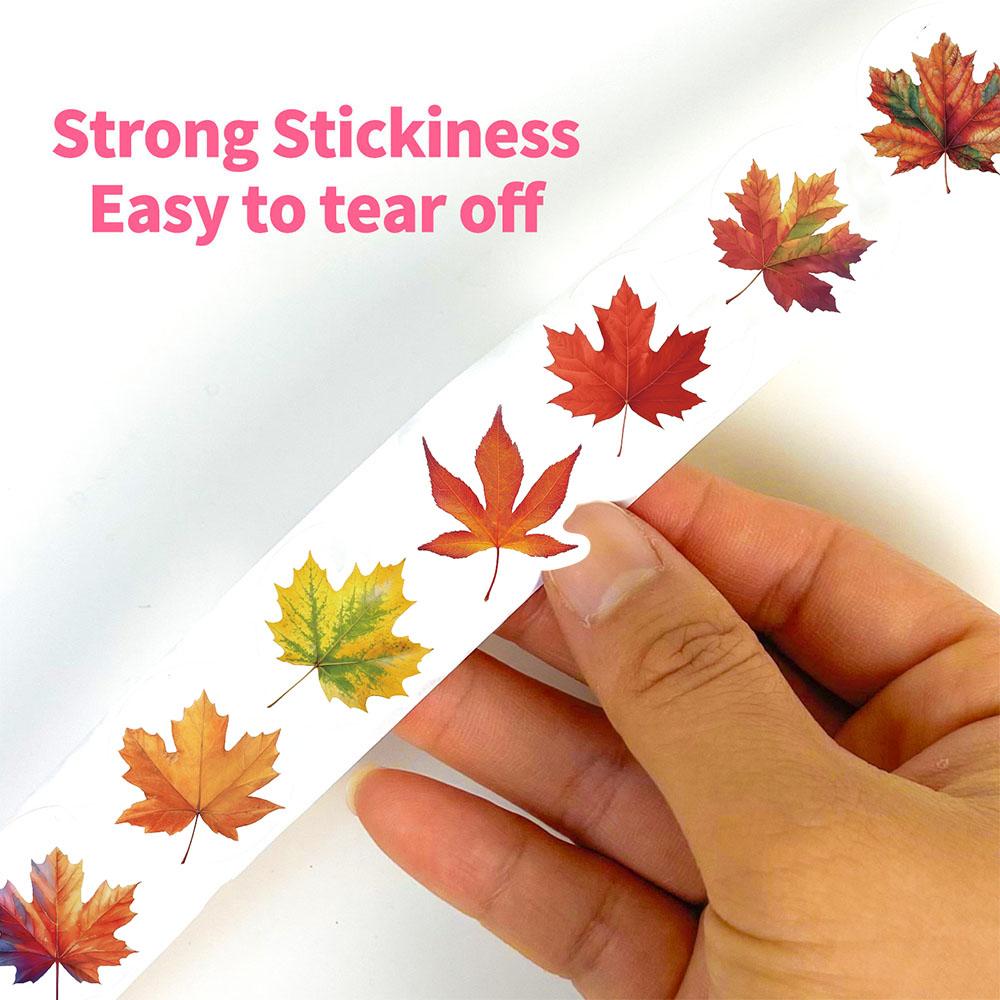 500PCS Maple Leaves Roll Stickers Gift Decorative DIY Phone Scrapbooking Bottles Waterproof Room Modern Home Sealing Stickers