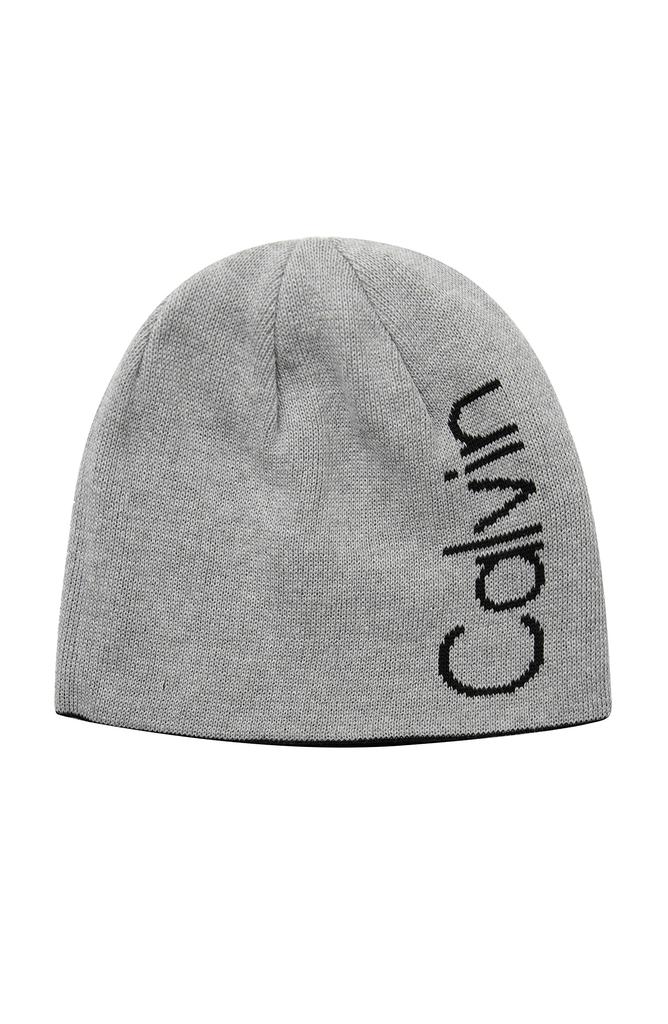 Calvin Klein Reversible Black and Grey One Size Men's Beanie, Logo,