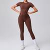 European & American 3D Backless Short Sleeve Jumpsuit - Autumn/Winter Yoga Activewear