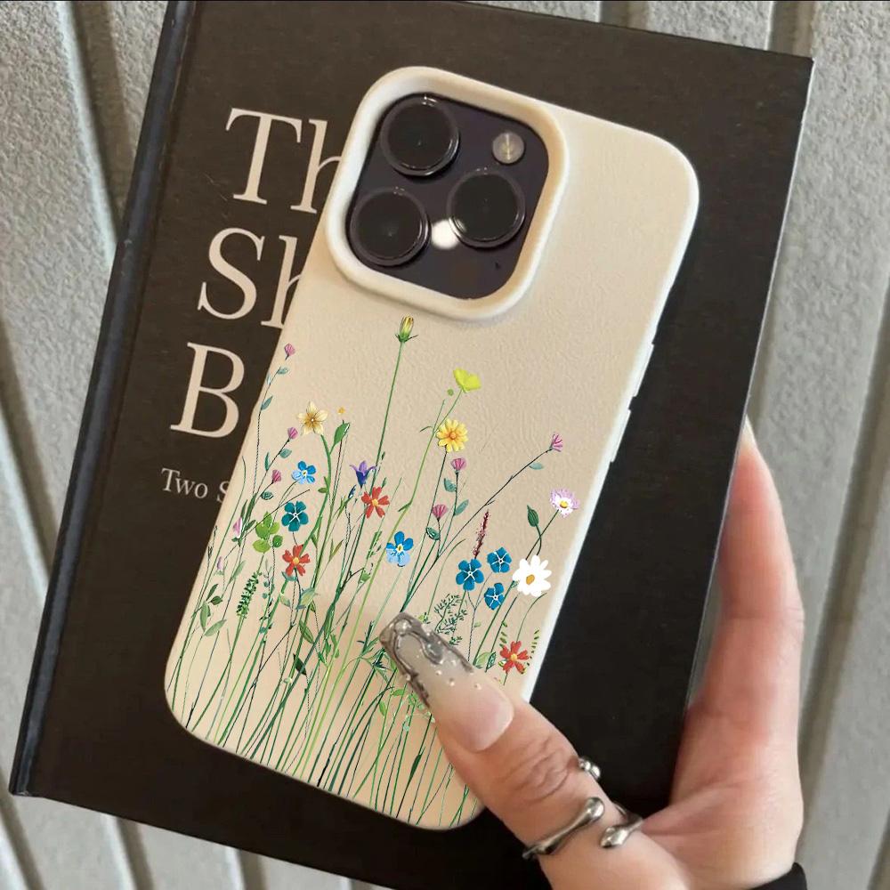 Lichee leather pattern Phone Case For HOT Cool Flower Lily Luxury iPhone 17 16e 16 15 14 13 12 11 Air Pro Max Plus X XR XSMax