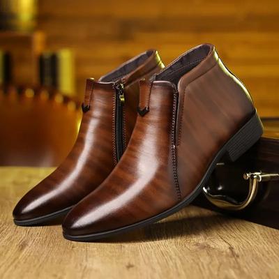 Ρετρό Cowboy Boots Δερμάτινα παπούτσια Chelsea Boots Ανδρικές μπότες με μυτερές μύτες Ανδρικές μπότες με φερμουάρ Ανδρικές μπότες αστραγάλου για άνδρες Φθινοπωρινά παπούτσια για χειμερινό φόρεμα