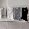 Thin Mulberry Silk Lace Edge Bow Buckle Pile Mid-calf Socks, Sweat-absorbing and Anti-ball Mesh Socks for Women