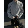 Half Zipper Turtleneck Striped Sweater Men's Spring Cleanfit Heavy American Short Jacket Loose Pullover Top