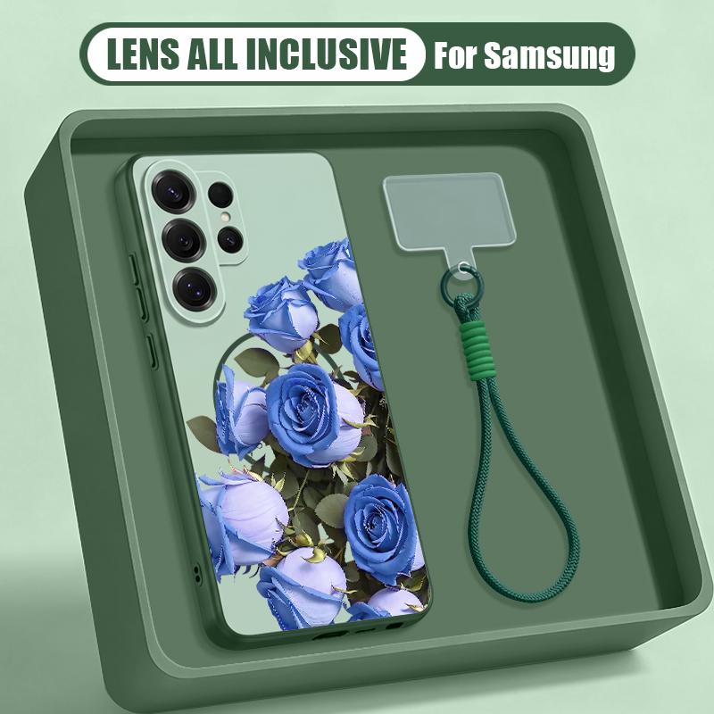 INS Floral Pattern Case For Samsung S26 Ultra S25 FE S24 S24 Plus A57 A37 A17 A56 A36 A16 A55 A35 A15 A54 5G Hybrid Magnetic Matte Cover
