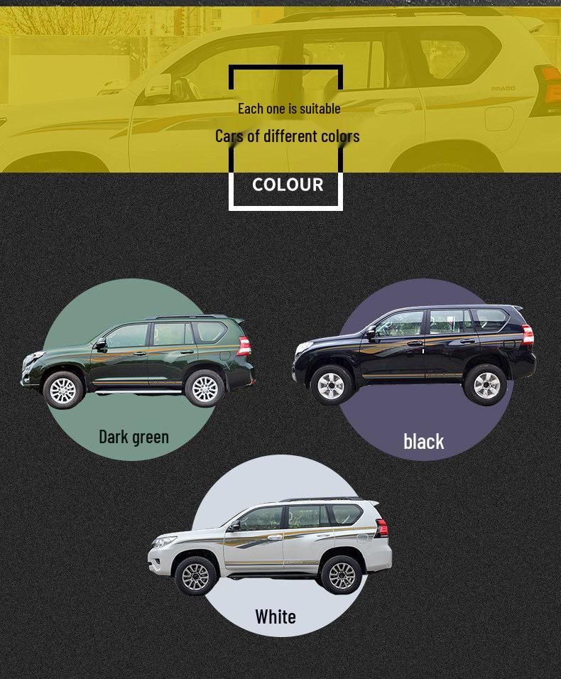 Toyota Prado 10-22 Models Car Body Color Stripe Decal Waistline Sticker.