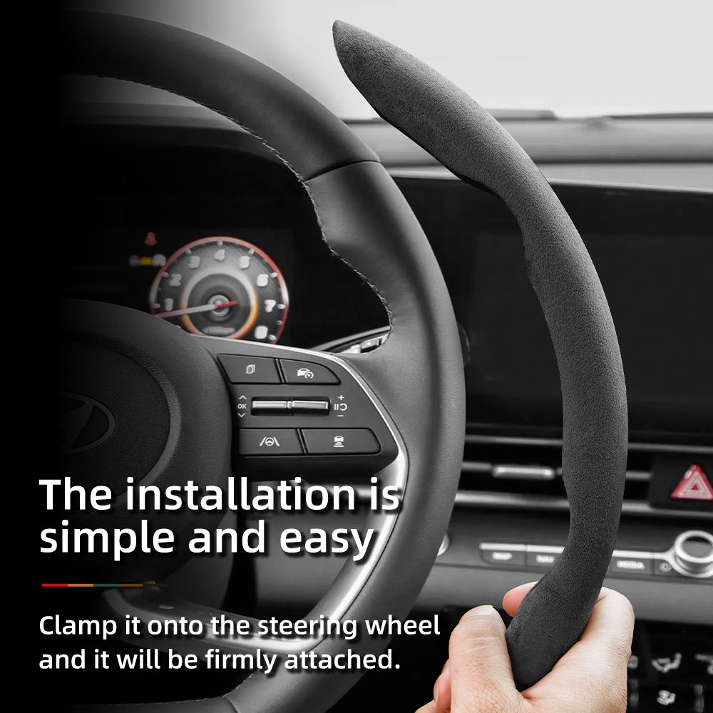 Suitable for Hyundai Anti-Slip Buckle Segmented Suede Steering Wheel Cover I30 Tucson I20 Accent I10 I40 Kona Ix35 Grand Elantra Solaris Creta Getz