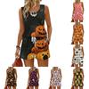 Women's Casual Halloween Color-Block Printed Sleeveless Set