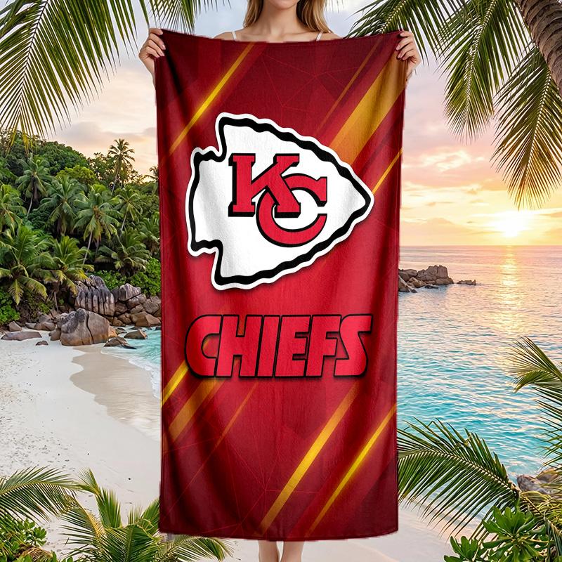 Kansas City Chiefs Fashion Beach Towel Portable Soft Quick Dry Towel For Swimming Camping Holiday Use
